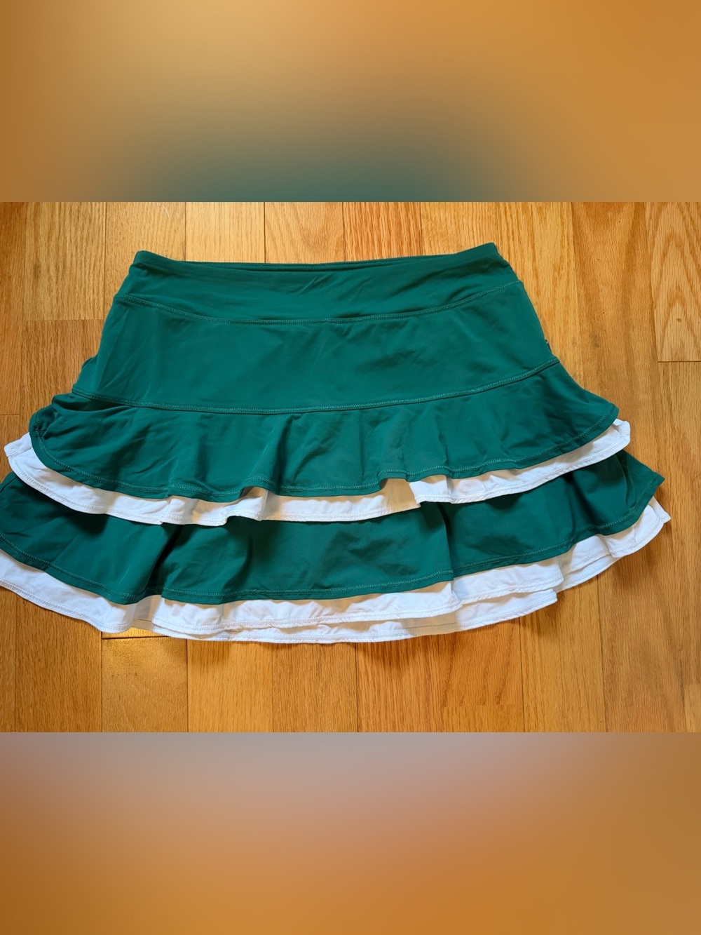 Lilly Pulitzer Green Tiered Ruffle Skater Skirt with White Trim